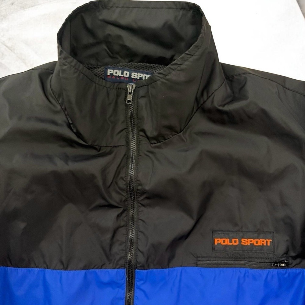 Vintage 90s Polo Sport Ralph Lauren Colorblock Jacket Black Blue Large